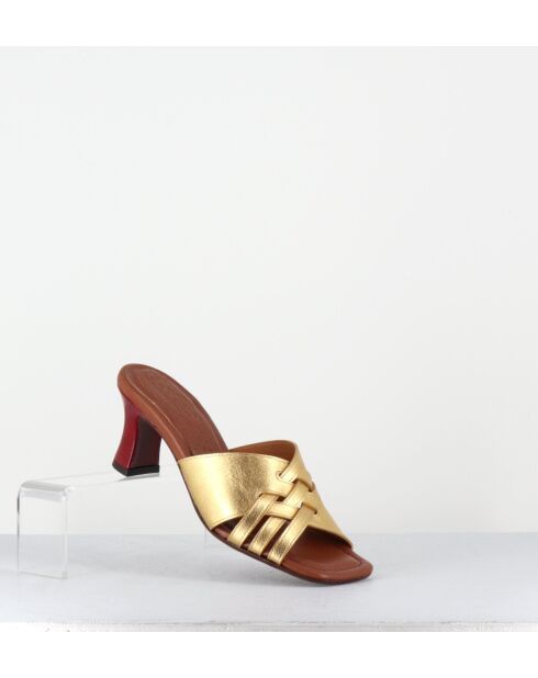 Nalma44 Pantolette aus goldfarbenem Leder — 6,5 cm Absatz