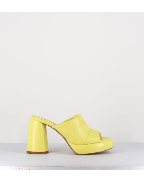 Erika02 Sandale aus gelbem Leder mit 9 cm Absatz