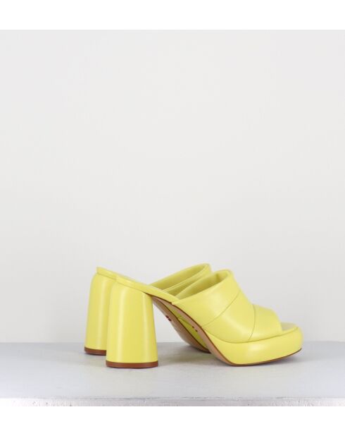 Erika02 Sandale aus gelbem Leder mit 9 cm Absatz