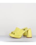 Erika02 Sandale aus gelbem Leder mit 9 cm Absatz