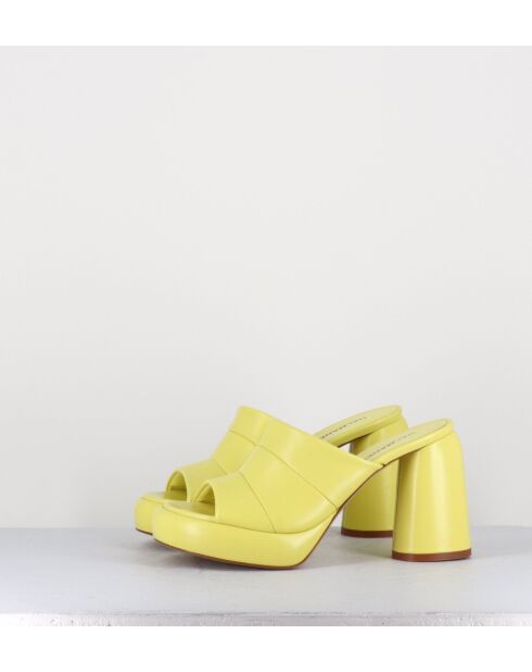 Erika02 Sandale aus gelbem Leder mit 9 cm Absatz