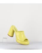 Erika02 Sandale aus gelbem Leder mit 9 cm Absatz