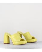 Erika02 Sandale aus gelbem Leder mit 9 cm Absatz