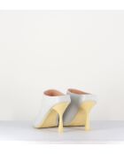 Dea weiße Lederpantolette mit 10 cm Absatz