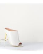 Dea weiße Lederpantolette mit 10 cm Absatz