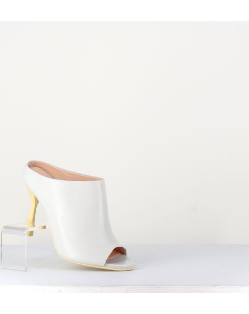 Dea weiße Lederpantolette mit 10 cm Absatz