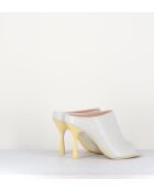 Dea weiße Lederpantolette mit 10 cm Absatz