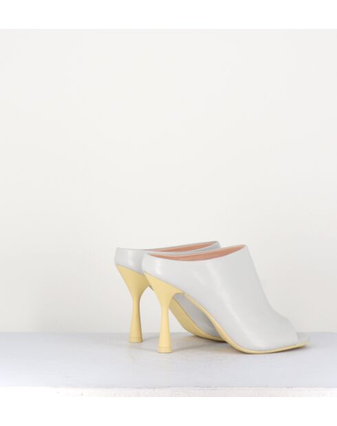 Dea weiße Lederpantolette mit 10 cm Absatz