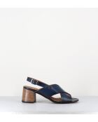 3162 blaue Ledersandalen - 5 cm Absatz