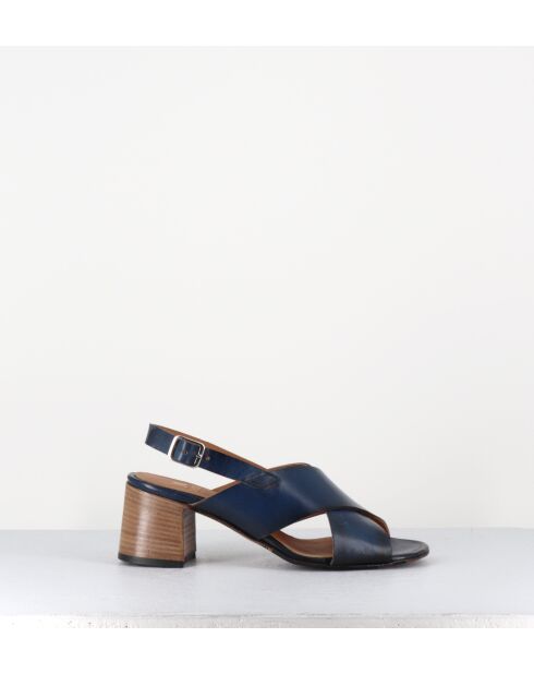 3162 blaue Ledersandalen - 5 cm Absatz