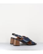 3162 blaue Ledersandalen - 5 cm Absatz