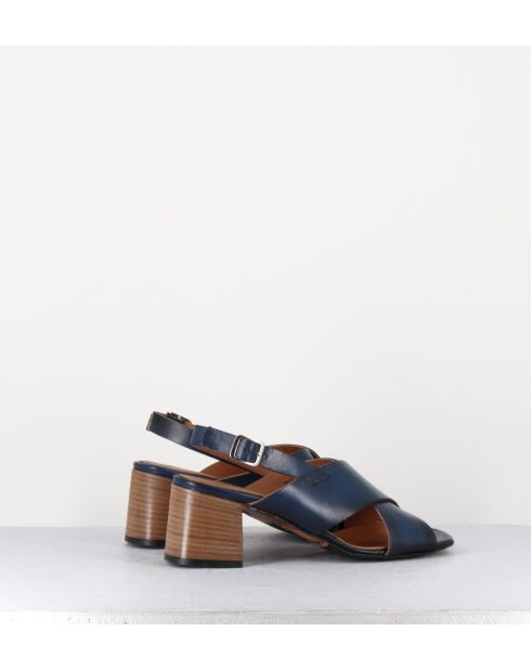 3162 blaue Ledersandalen - 5 cm Absatz