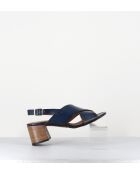 3162 blaue Ledersandalen - 5 cm Absatz