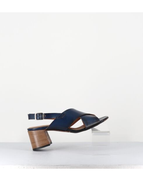 3162 blaue Ledersandalen - 5 cm Absatz