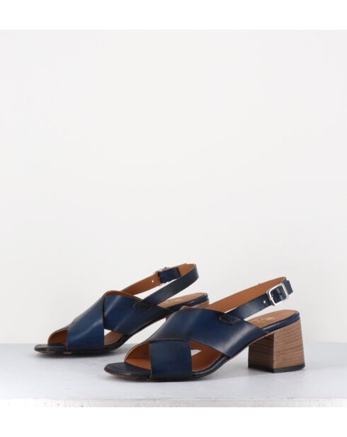 3162 blaue Ledersandalen - 5 cm Absatz