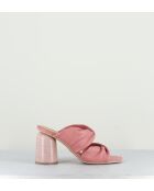 Nikki16 pinke Sandalen mit quadratischer Zehenpartie - Absatz 8 cm