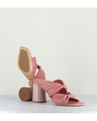 Nikki16 pinke Sandalen mit quadratischer Zehenpartie - Absatz 8 cm