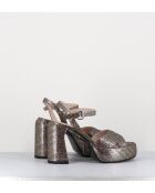 E3356 goldfarbene Ledersandale - 10,5 cm Absatz