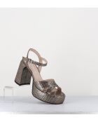 E3356 goldfarbene Ledersandale - 10,5 cm Absatz