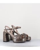 E3356 goldfarbene Ledersandale - 10,5 cm Absatz