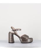 E3356 goldfarbene Ledersandale - 10,5 cm Absatz