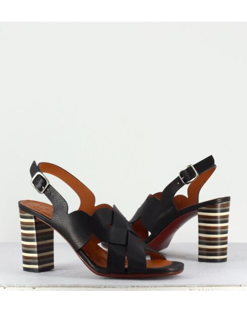 Sandales en cuir Balbina noires - Talon 7,5cm
