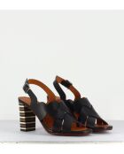 Sandales en cuir Balbina noires - Talon 7,5cm