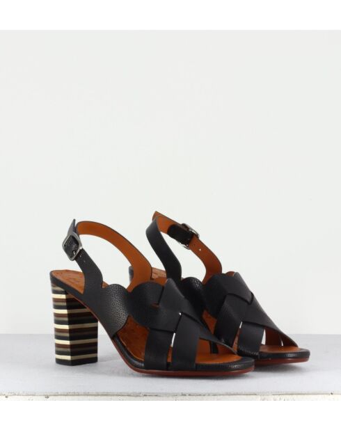 Sandales en cuir Balbina noires - Talon 7,5cm