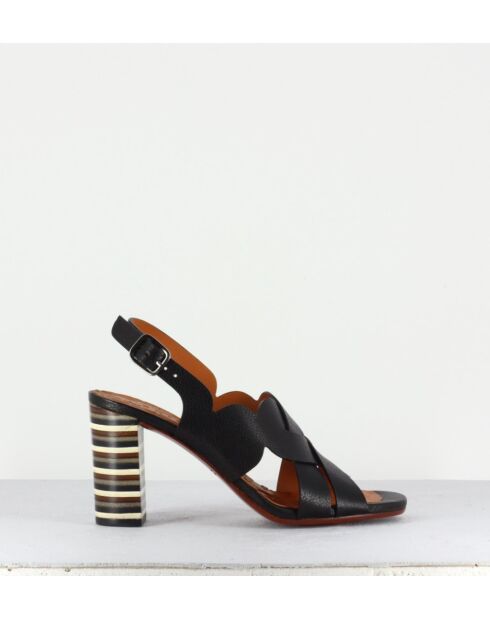 Sandales en cuir Balbina noires - Talon 7,5cm