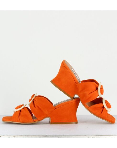 Valentina oranje suède sandalen - hak van 6 cm