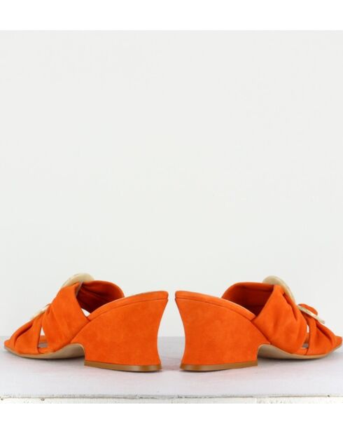 Valentina oranje suède sandalen - hak van 6 cm