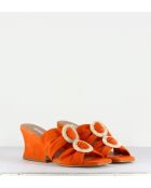 Valentina oranje suède sandalen - hak van 6 cm