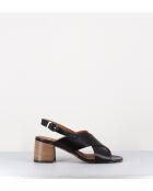 3162 schwarze Ledersandalen - 5 cm Absatz