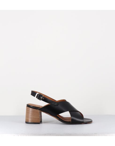 3162 schwarze Ledersandalen - 5 cm Absatz