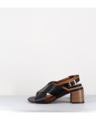 3162 schwarze Ledersandalen - 5 cm Absatz