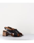 3162 schwarze Ledersandalen - 5 cm Absatz