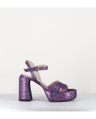 E3356 lilafarbene Ledersandale - 10,5 cm Absatz