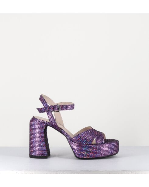 E3356 lilafarbene Ledersandale - 10,5 cm Absatz