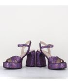 E3356 lilafarbene Ledersandale - 10,5 cm Absatz