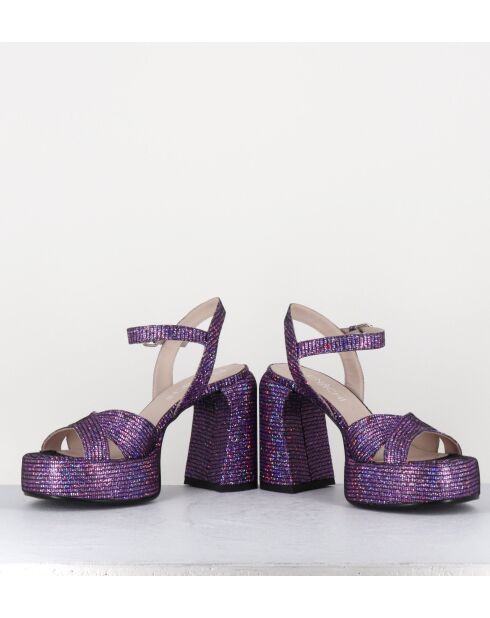 E3356 lilafarbene Ledersandale - 10,5 cm Absatz