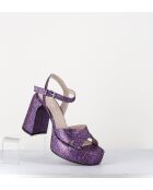 E3356 lilafarbene Ledersandale - 10,5 cm Absatz