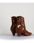 Stivali E1673 in pelle cognac - tacco 6 cm