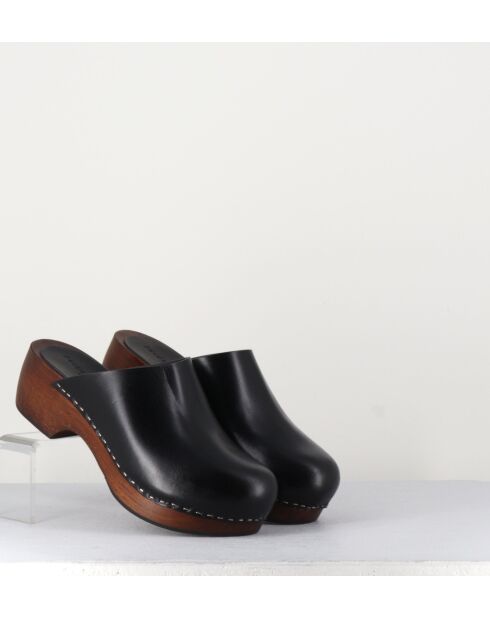 Sabots en cuir 5060 noirs - Talon 5cm