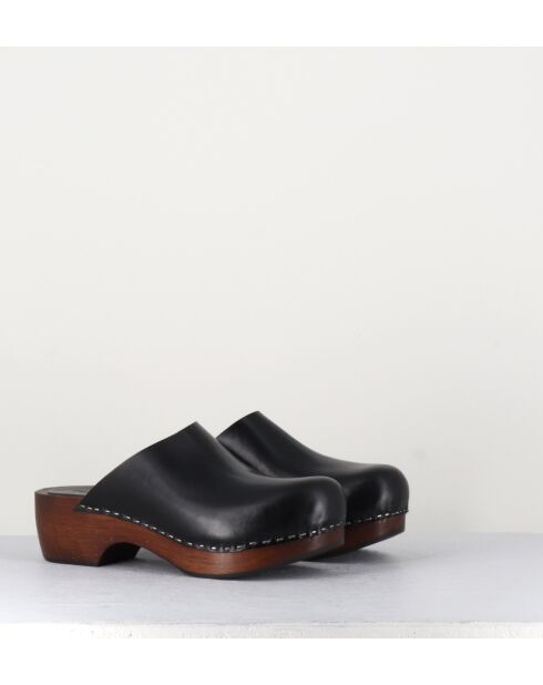 Sabots en cuir 5060 noirs - Talon 5cm