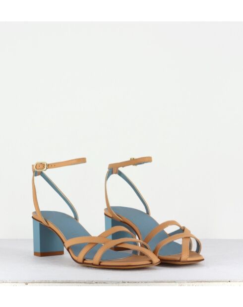 Mia Ledersandalen in Kamelbraun - 5 cm Absatz