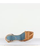 Mia Ledersandalen in Kamelbraun - 5 cm Absatz