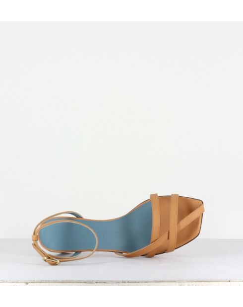 Mia Ledersandalen in Kamelbraun - 5 cm Absatz