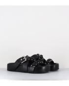 Jane zwarte leren sandalen