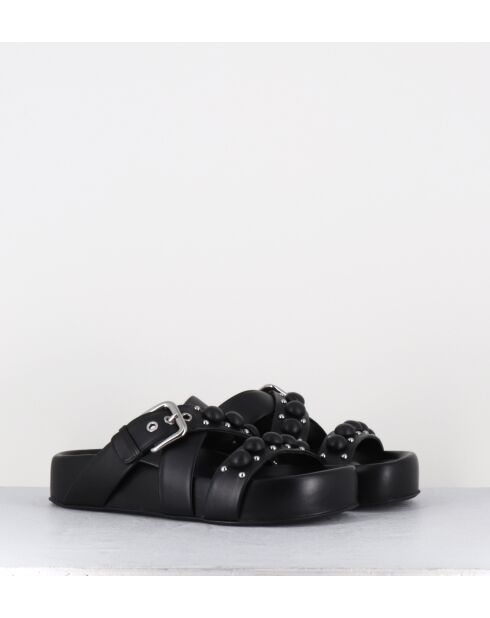 Jane zwarte leren sandalen