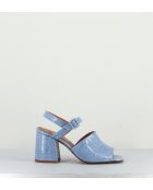 Rita blauwe leren sandalen - Hak 8cm